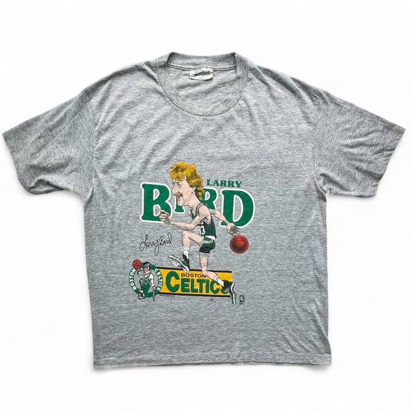 Vintage Larry Bird Caricature Boston Celtics Salem 80s NBA T Shirt Single Stitch - Picture 1 of 14